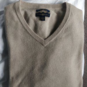 Club Room 100% Cashmere (2-ply) Beige V-Neck Sweater